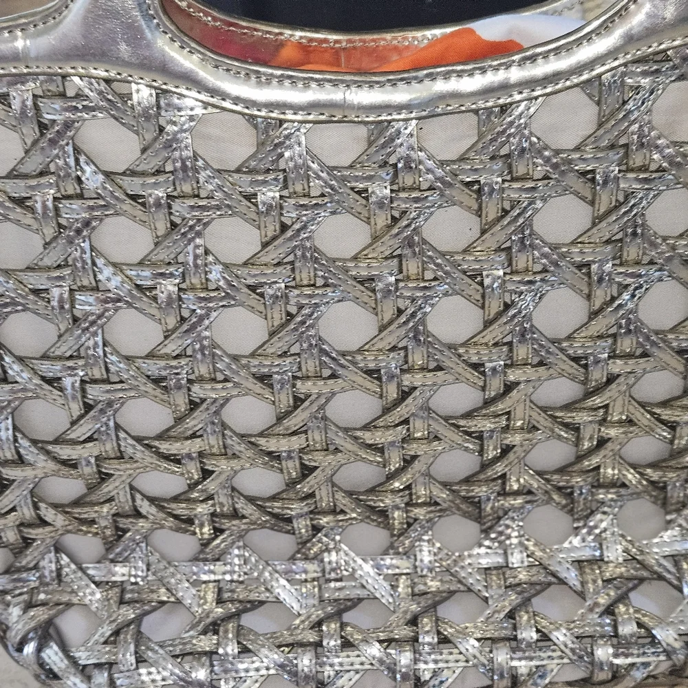 kate spade Gold and Cream Woven Satchel